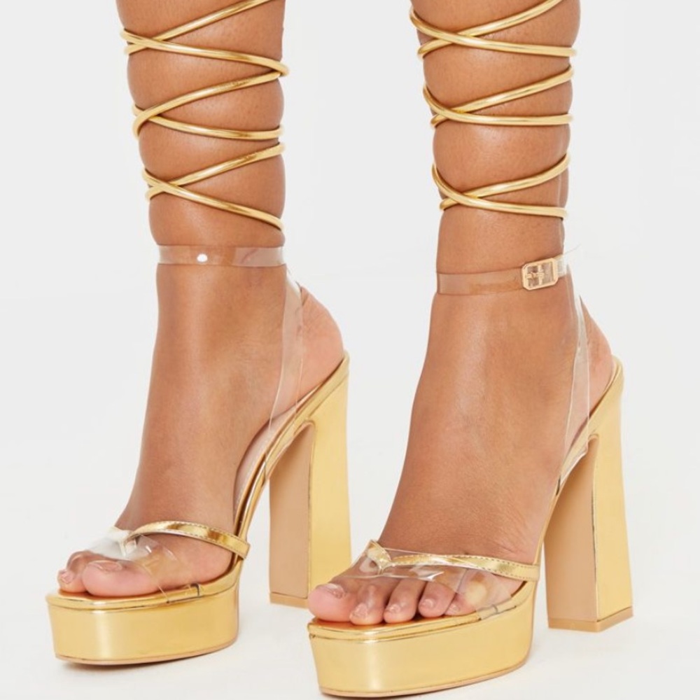 Gold Toe Thong Platform Sandal